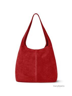 Genuine Suede Hobo Handbag Large Slouchy Shoulder Bag